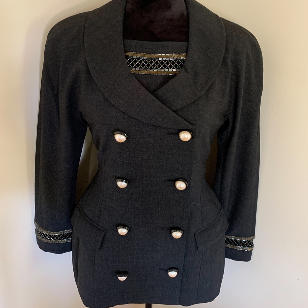 Vintage Pearl detail blazer and shirt set